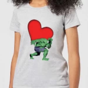 Image of Marvel Comics Hulk Heart Womens T-Shirt - Grey - 3XL