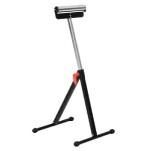 Image of HOMCOM Roller Support Stand Metal Heavy Duty Adjustable Foldable Bench Saw Storage - Black & Silver