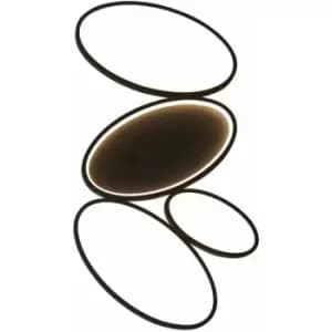 Image of Loops - Textured Black Semi Flush Ceiling Light & White Diffuser - 3000k Warm White led