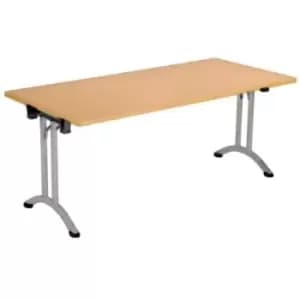 Image of Tc One Union Folding Table 1200 x 800 Silver Frame White Rectangular Top
