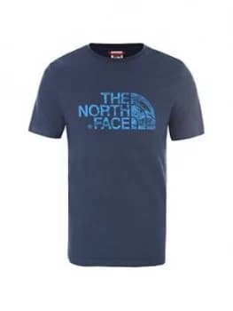 Image of The North Face Short Sleeve Woodcut Dome T-Shirt - Blue, Size XL, Men