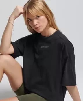 Image of Superdry Womens Code Tech Oversized Boxy T-Shirt Black - Size: 10