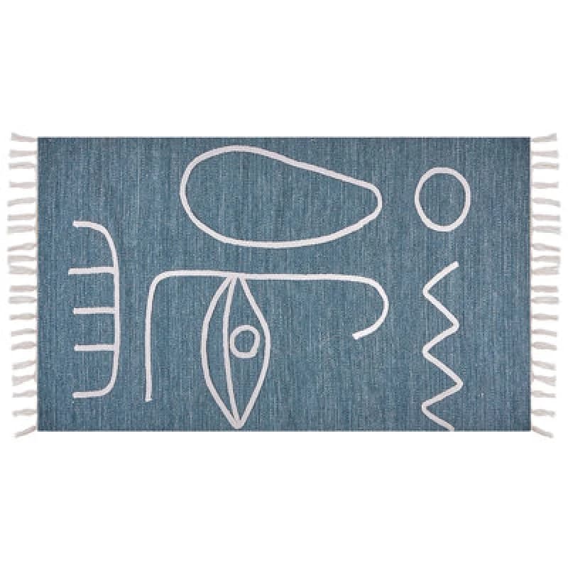 Image of Beliani Outdoor Rug Yavu Blue 80 X 150 Cm
