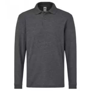 Image of Fruit Of The Loom Childrens/Kids Long Sleeve Pique Polo Shirt (3-4 Years) (Dark Heather)