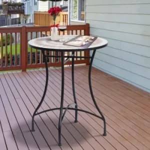 Image of Outsunny Mosaic Table Round Ceramic Bistro Garden Furniture Side Bar Table Patio Outdoor