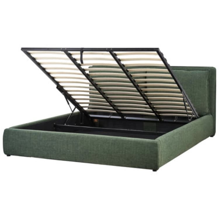 Image of Beliani Ottoman Bed Fabric Bajonna 180 X 200 Cm (Eu Super King) Dark Green