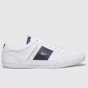 Image of Lacoste White & Navy Chaymon Trainers