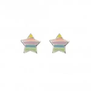 Image of Sterling Silver Enamel Rainbow Star Stud Earrings A2056