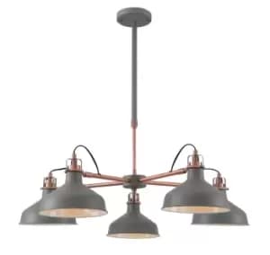 Image of Telescopic 5 Light, 5 x E27, Sand Grey, Copper, White