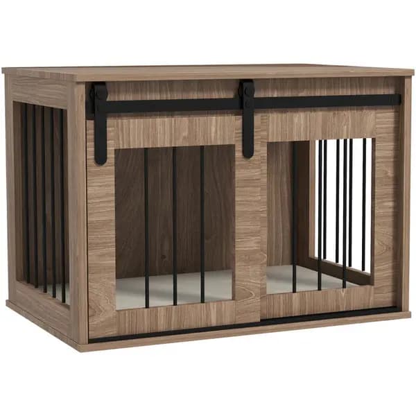 Image of Pawhut - Dog Crate Furniture with Removable Cushion, for Medium Dogs - Brown m - Brown