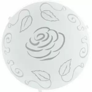 Image of Loops - Wall Flush Ceiling Light White Shade Rose Design Satin Glass Bulb E27 1x60W