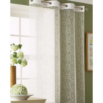 Image of Flock Leaf Voile Curtain Size: 140x228 - TJ Hughes