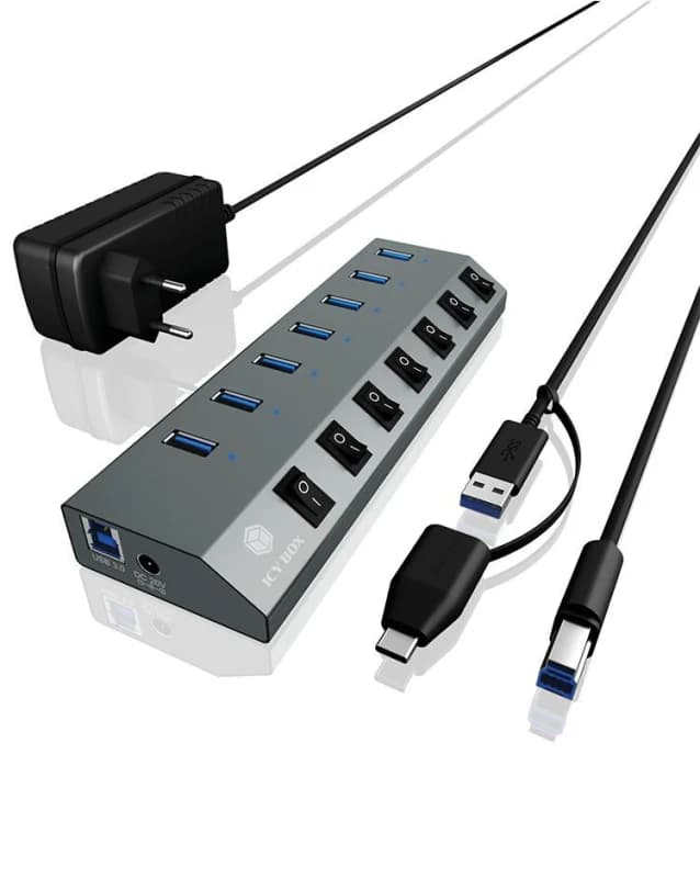 Image of ICY BOX IB-HUB1701-C3 USB 3.2 Gen 1 (3.1 Gen 1) Type-B 5000 Mbps Ant