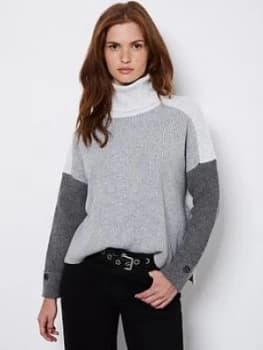 Image of Mint Velvet Chunky Blocked Knit - Grey, Size XS, Women