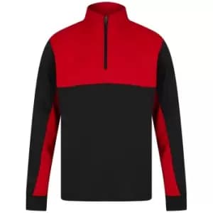 Image of Finden & Hales Unisex Adult Quarter Zip Fleece Top (M) (Black/Red)
