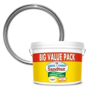 Image of Sandtex Pure Brilliant White Smooth Soft Sheen Masonry Paint, 12L Tub