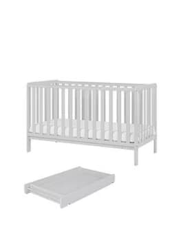 Image of Tutti Bambini Malmo Cot Bed, Cot Top Changer and Mattress Bundle - Dove Grey