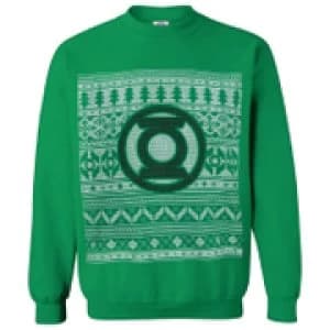Image of DC Comics Mens Green Lantern Christmas Fairisle Sweatshirt - Green - XL