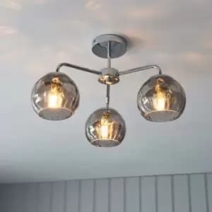 Image of Ensora Lighting Dimple 3Lt Semi Flush Light Fitting