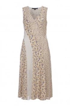 Image of French Connection Niko Broderie Printed Cotton Dress White