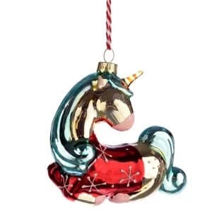 Image of Enchanted Rainbows Unicorn Glass Christmas Bauble