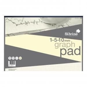 Image of Silvine A3 Designer Graph Pad 50 Sheets 85gsm 1mm 5mm 10mm Grid Wove