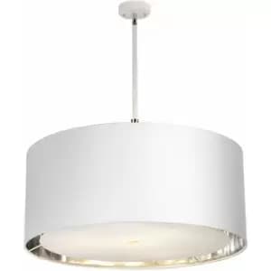 Image of 4 Bulb Ceiling Pendant Light Fitting White Highly Polished Nickel LED E27 60W