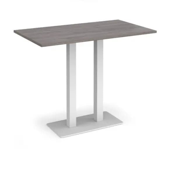 Image of Eros Eros rectangular poseur table with flat white rectangular base and twin uprights 1400mm x 800mm - grey oak EPR1400-WH-GO