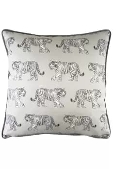 Image of Safari Tiger Repeat Printed Piped Cushion