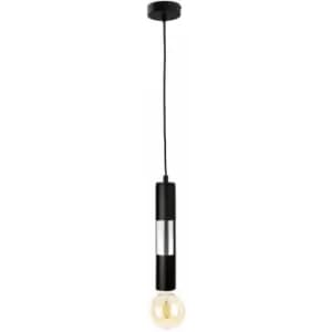 Image of Keter Lighting - Keter Magnum Slim Pendant Ceiling Light Black, Chrome, 10cm, 1x E27