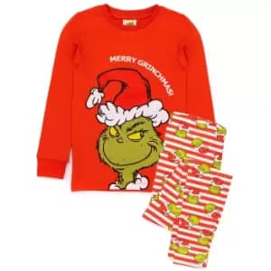 Image of The Grinch Childrens/Kids Fitted Christmas Pyjama Set (9-10 Years) (Red/Green/White)
