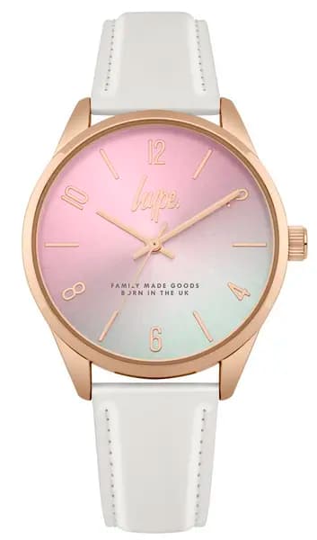 Image of Just Hype UK hype pink iridescent script watch