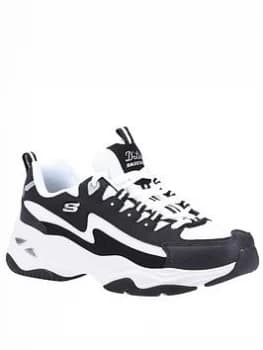 Image of Skechers D'lites 4.0 Wavy Qtr Overlay Mesh Underlay Lace-up Trainer - Black/White, Size 6, Women
