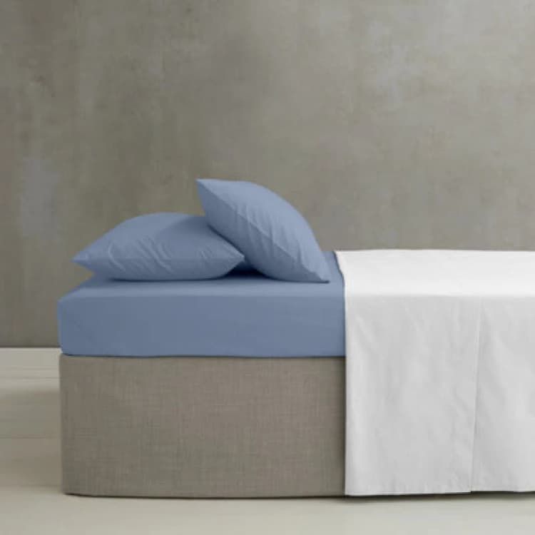 Image of Catherine Lansfield 'Easy Iron Percale' Combed Polycotton 35cm Depth Sheet Blue