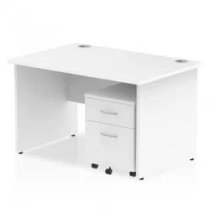 Image of Impulse 1200 Straight Panel End Workstation 500 Two drawer mobile Pedestal Bundle White