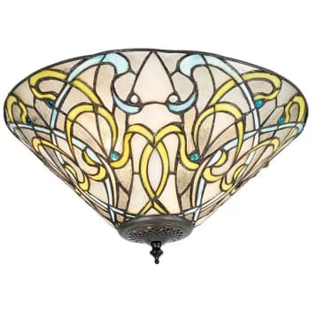 Image of Interiors Dauphine - 2 Light Ceiling Flush Light Tiffany Style Glass, E27
