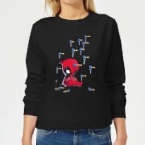 Image of Marvel Deadpool Cartoon Knockout Womens Sweatshirt - Black - S