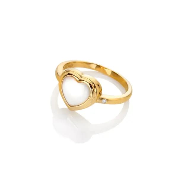 Image of Hot Diamonds HD X Jj Heart Ring - Mother Of Pearl Gold VZAZ7 Female L,M,S,XL,XS