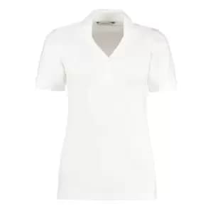 Image of Kustom Kit Ladies Sophia ComfortecA V-Neck Short Sleeve Polo Shirt (18) (White)
