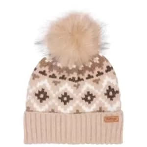 Image of Barbour Womens Claudia Fairisle Beanie Rosewood One Size