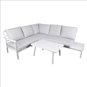 Image of Dellonda Kyoto White 3 Piece Outdoor Garden Corner Sofa & Coffee Table Set