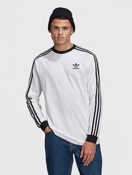 Image of adidas Originals 3-Stripe Long Sleeve T-Shirt - White Size M Men