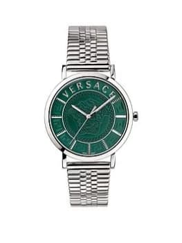 Image of Versace Greca Logo Chronograph - 43Mm Ss Case Green Dial - Ss Band