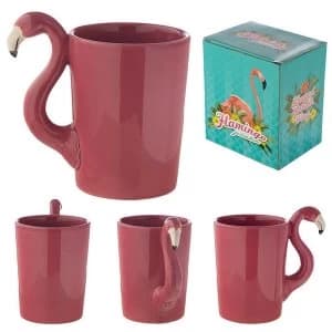 Image of Funky Pink Flamingo Shaped Handle Ceramic Mug
