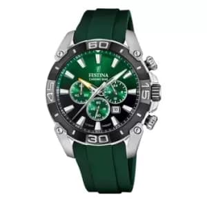 Image of Festina F20544/3 Mens Chrono Bike Green Rubber Strap Wristwatch