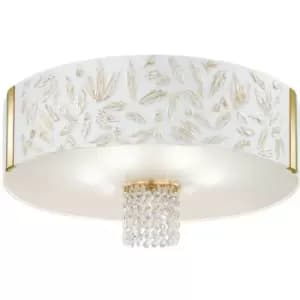 Image of 14kolarz - Elegant ceiling light EMOZIONE 24 Carat Gold 6 bulbs white lampshade liberta