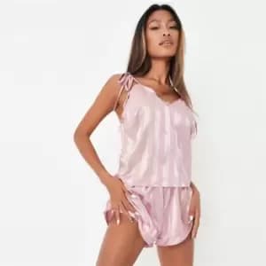 Image of Missguided Stripe Cami Top Shorts Set - Pink
