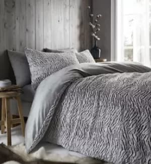 Image of Catherine Lansfield Wolf Fur Grey Bedding Set - Double
