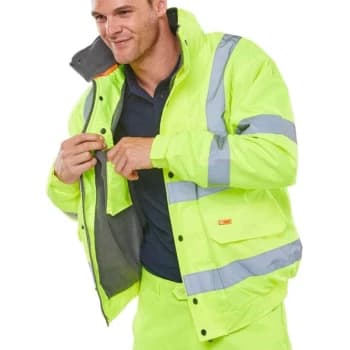 Image of High Visibility Fleece Lined Bomber Jacket Saturn Yellow - Size 2XL