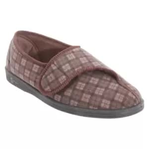 Image of Comfylux Mens Paul Check Slippers (10 UK) (Dark Brown)